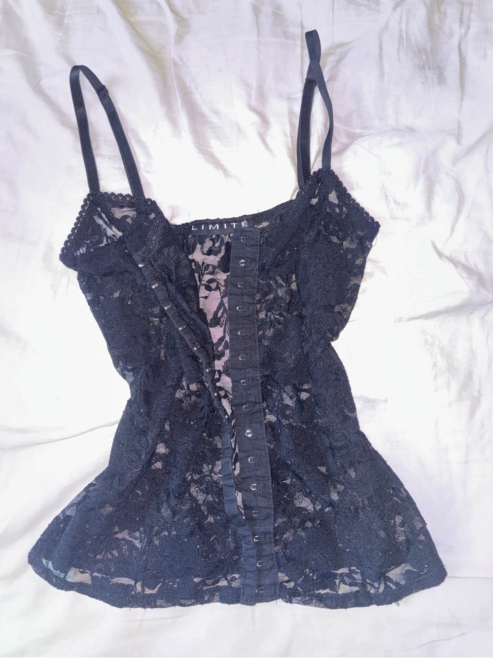 The The Limited Black Lace Button-Front Camisole